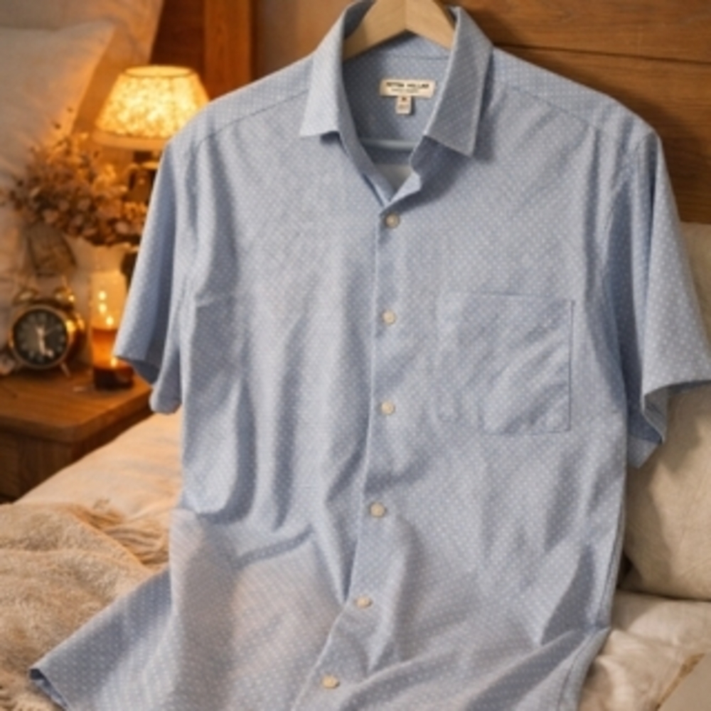 Peter Millar Sky Blue Patterned Button Down Shirt - image 2